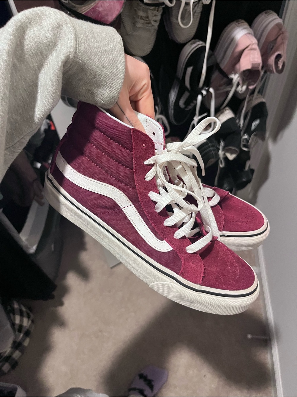 Vans Sk8-Hi Inspired Women's Burgundy High-Top Sneakers